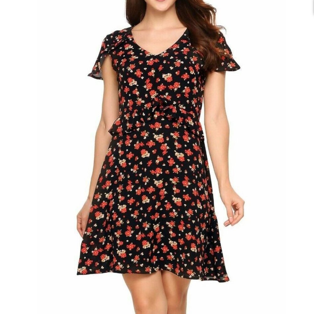 NEW floral chiffon cap sleeve dress ⚡️ m